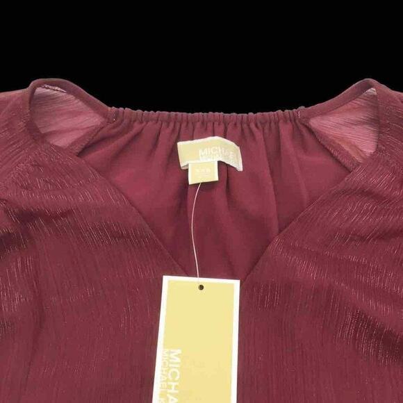 Michael Kors Women’s XXS Ruby Red Sheer Flutter Sleeve Lined Top Blouse NWT - Picture 14 of 15
